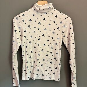 Levi's Cream and Blue Floral Turtleneck Top
